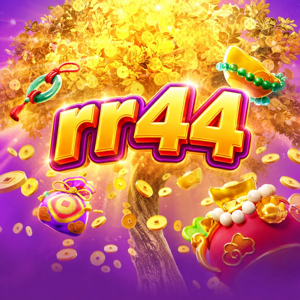 rr44 Prosperity Fortune Tree memperlihatkan pohon emas berkilau dikelilingi koin dan kantong keberuntungan